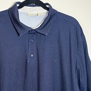 Rorie Whelan Golf Polo Shirt Mens XXL Navy Blue White Micro Dot Stretch Spandex